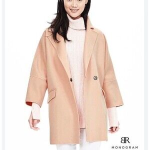 Banana Republic Cocoon Coat Wool Peach Pink NWT - Size XS